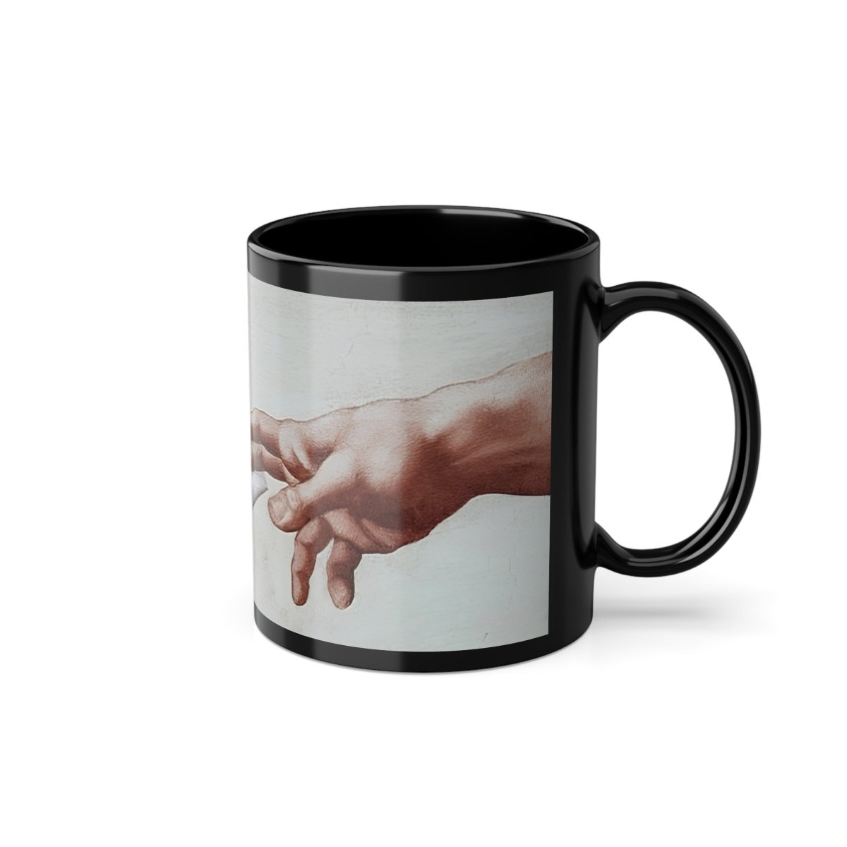 The Deal – Satirical mug with biblical handshake and modern barter