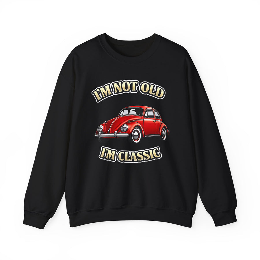 True Insights Vintage VW Käfer Sweatshirt – I'm Not Old I'm Classic Geschenk für Käfer-Fans in Black