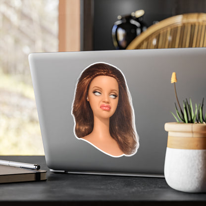 Lustiger Puppen-Sticker mit genervtem Blick – Meme Aufkleber für Laptop, Handy & Wasserflasche – witziges Geschenk