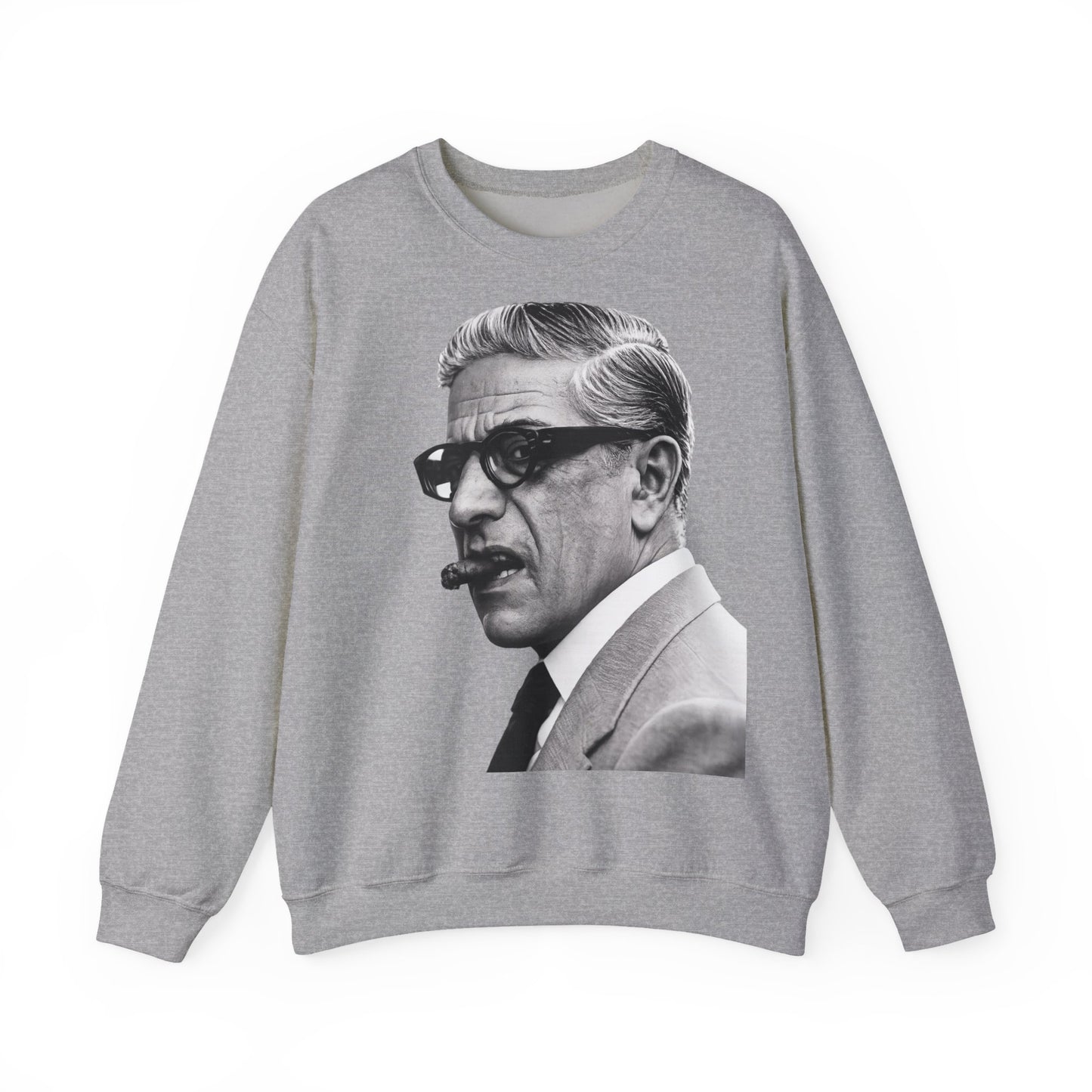 Aristoteles Onassis Sweatshirt – Schwarz-Weiß Porträt mit Zigarre & Brille | Vintage Legenden Pullover Herren Damen