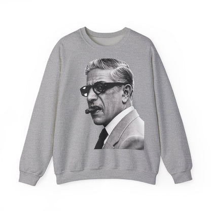 Aristoteles Onassis Sweatshirt – Schwarz-Weiß Porträt mit Zigarre & Brille | Vintage Legenden Pullover Herren Damen