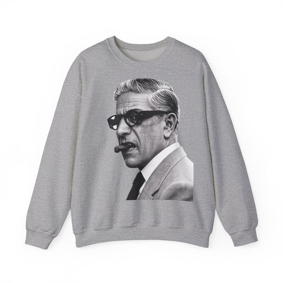 True Insights Sweatshirt Aristoteles Onassis mit Zigarre in Sport Grau, Vintage Legenden Pullover Unisex