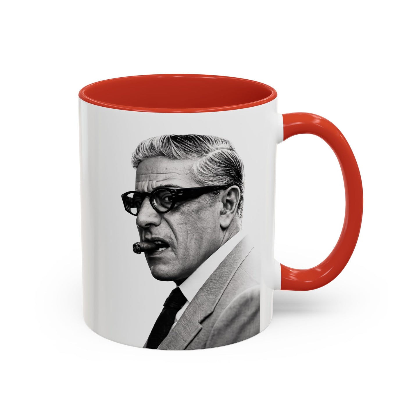 Aristoteles Onassis Kaffeetasse – Schwarz-Weiß Porträt mit Zigarre & Brille | Bunte Tasse für Geschichts- & Stil-Fans