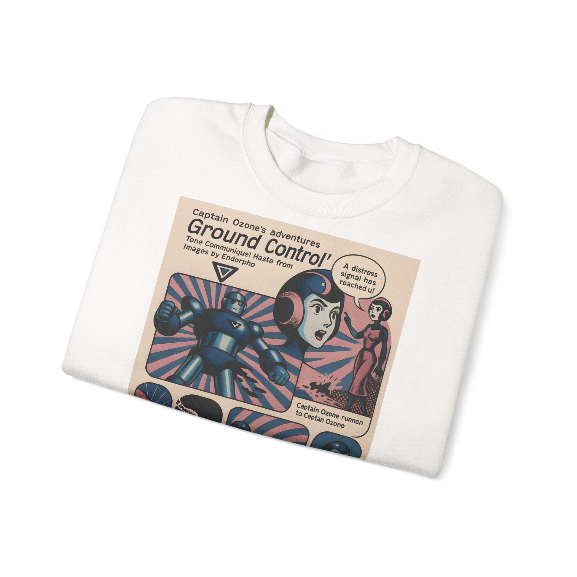 Retro Space Comic Sweatshirt – Captain Ozone „Ground Control“ Edition