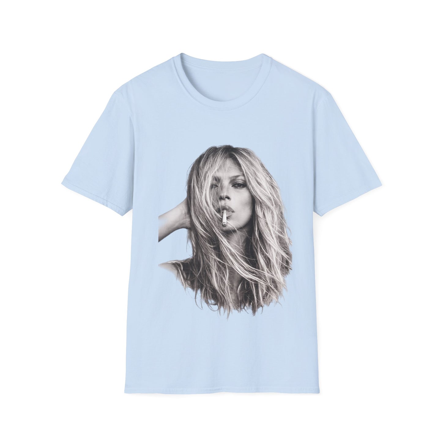 Kate Moss T-Shirt Unisex – Ikonisches Schwarz-Weiß Porträt Print, Fashion Kult Statement Shirt für Fans