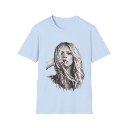 Kate Moss T-Shirt Unisex – Ikonisches Schwarz-Weiß Porträt Print, Fashion Kult Statement Shirt für Fans