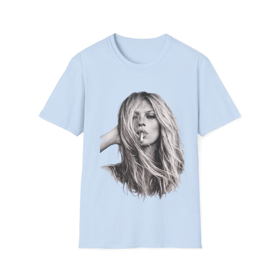True Insights T-Shirt Kate Moss Schwarz-Weiß Porträt, ikonisches Fashion Shirt im coolen Lifestyle-Setting