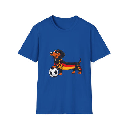 True Insights T-Shirt Fußball Dackel WM 2026 im Deutschland-Trikot in Royal