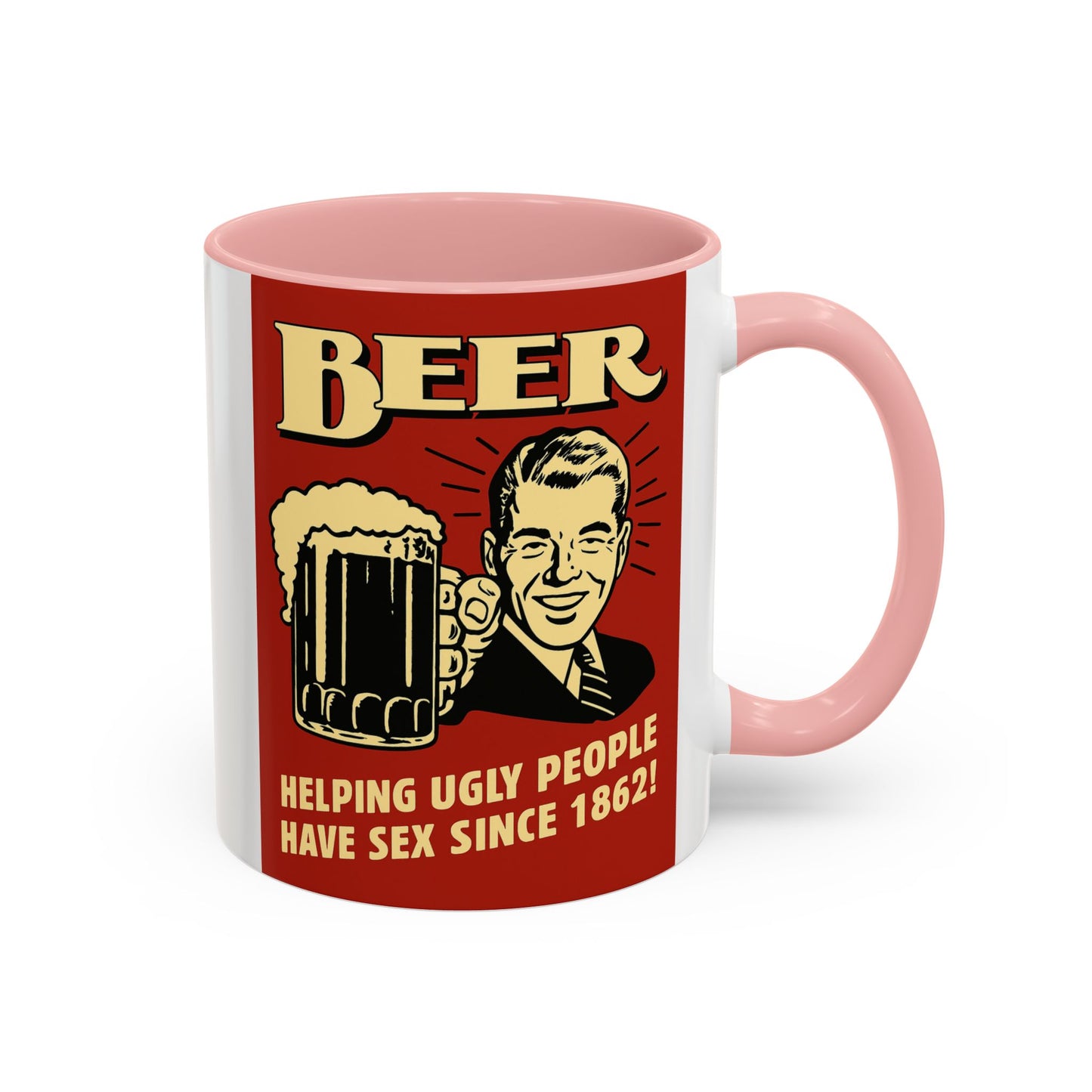 Bunte Tasse "BEER - Helping Ugly People" | Lustige Retro Bier Kaffeetasse | Vintage Geschenk für Bierliebhaber & Partyfans
