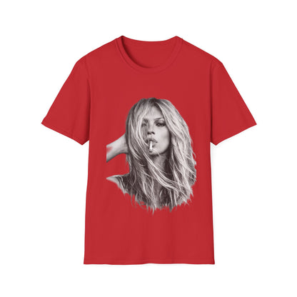 Kate Moss T-Shirt Unisex – Ikonisches Schwarz-Weiß Porträt Print, Fashion Kult Statement Shirt für Fans