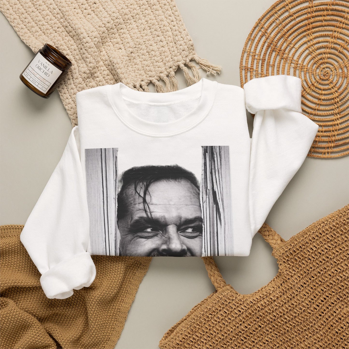 Shining Jack Torrance Sweatshirt – Kult-Horror-Portrait Jack Nicholson – Schwarz-Weiß Fan-Pullover für Filmfans & Halloween