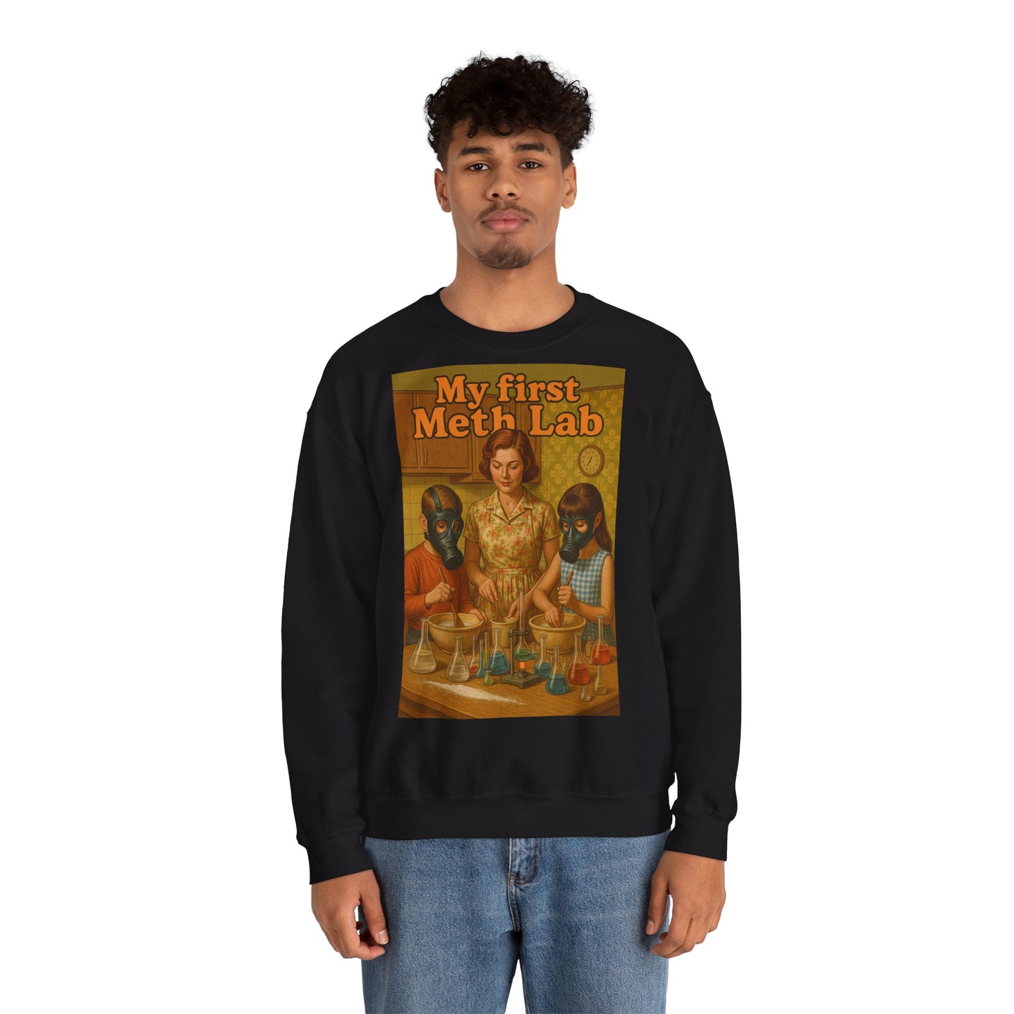 Sweatshirt – „My First Meth Lab“ Sweatshirt – Schwarzer Humor im Retro-Stil | True Insights Design mit Humor
