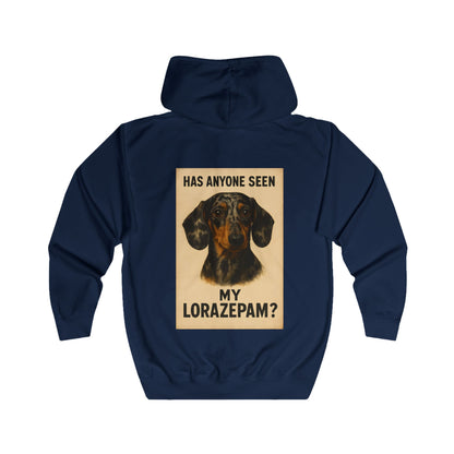 Has Anyone Seen My Lorazepam Dackel Zip Hoodie – Lustiger Vintage Hunde-Hoodie für Dackelliebhaber