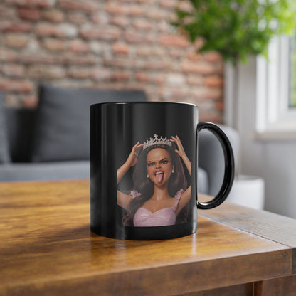 Barbicore Tasse Schwarz – Freche Diva mit Krone & Zunge raus | Lustige Kaffeetasse Geschenk für Frauen