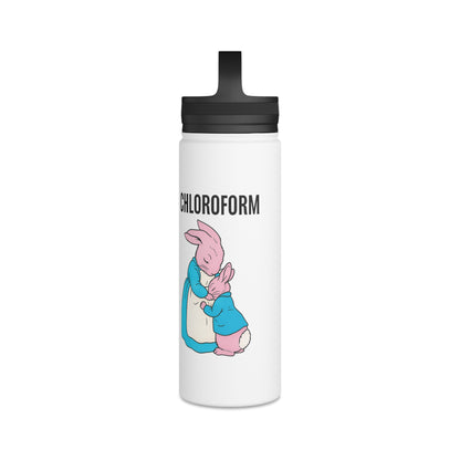 CHLOROFORM Hasen Edelstahl Trinkflasche - Lustiges Dunkler Humor Geschenk, Isolierte Wasserflasche mit Griff-Deckel, Sarkastischer Spruch