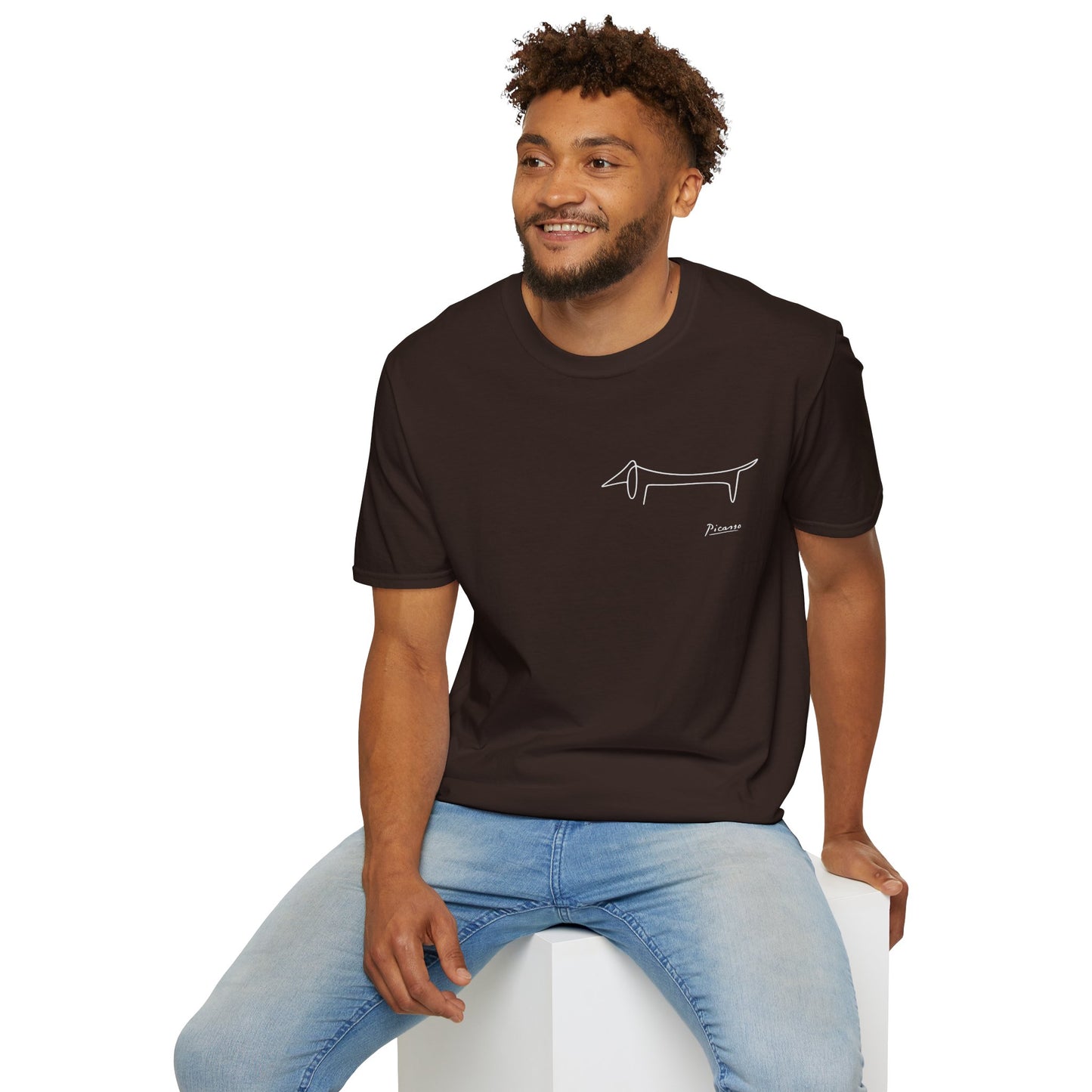 Picasso Dackel T-Shirt – Minimalistische Hundelinie mit Kultfaktor - kleines Motiv