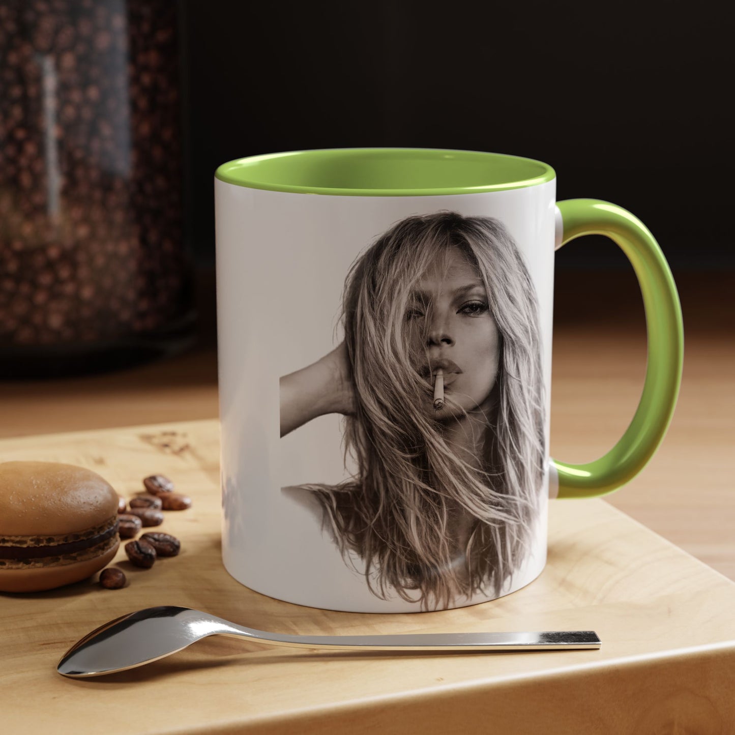 Kate Moss Tasse – Ikonisches Schwarz-Weiß Portrait Kaffeebecher | Fashion Legende Geschenk für Fans