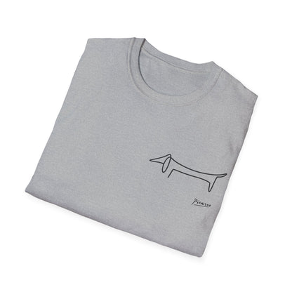 Picasso Dackel T-Shirt – Minimalistische Hundelinie mit Kultfaktor - kleines Motiv