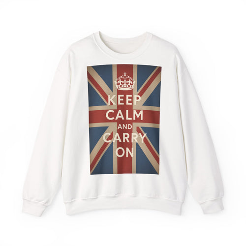 Keep Calm and Carry On Sweatshirt – Union Jack Britische Flagge Krone Vintage Pullover, Retro Geschenk UK Fans