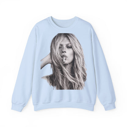 Kate Moss Sweatshirt – Schwarz-Weiß Portrait Kult-Pullover für Fashion & Vintage Fans, ikonisches Model Motiv