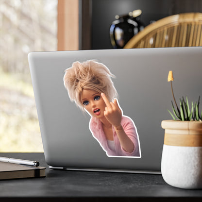 Frecher Barbie Sticker mit Mittelfinger - Lustiger Rebell Aufkleber für Laptop, Notebook & Deko - Perfekt für freche Statement-Fans