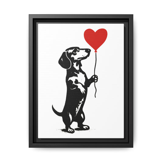 Canvas Bild – Dackel mit Herzballon