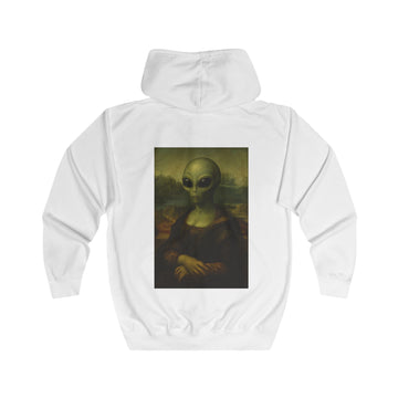 Kunst Sweatjacke „Mona Alien“ – Zip-Hoodie mit Rückendruck – Arctic White – Rückenansicht