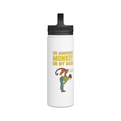 Aggressive Monkey On My Back Isolierte Edelstahl-Trinkflasche – Lustiges Affen-Meme Design mit Griff-Deckel, Witziges Geschenk