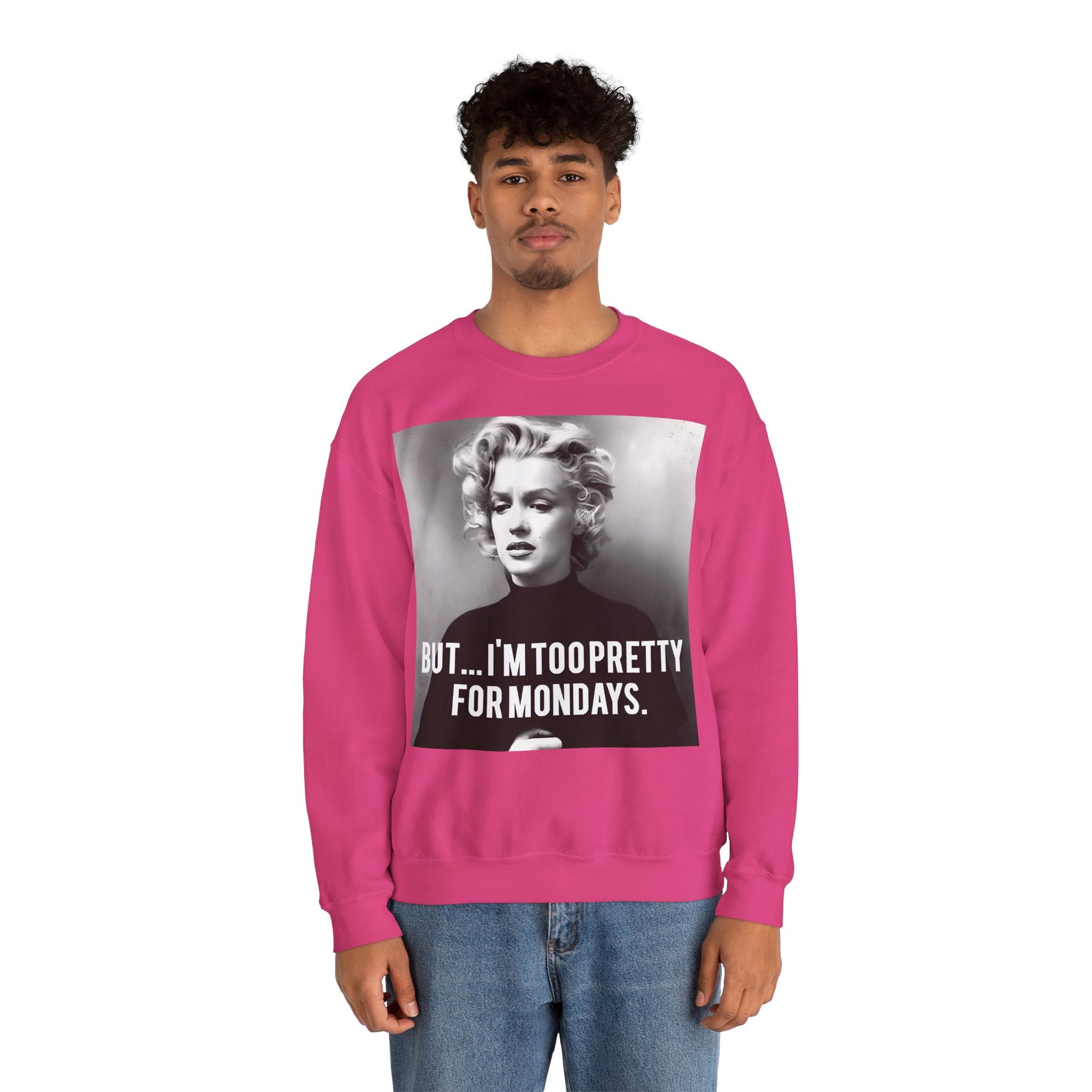 Sweatshirt – Sweatshirt – Too Pretty for Mondays – Retro Statement Pullover | True Insights Design mit Humor