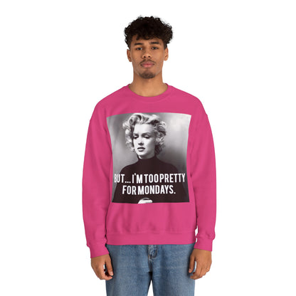 Sweatshirt – Sweatshirt – Too Pretty for Mondays – Retro Statement Pullover | True Insights Design mit Humor