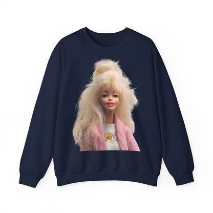 Retro Puppen Portrait T-Shirt Damen | 80er Jahre Blond Doll Fashion Shirt | Pinke Jacke Vintage Style Geschenk