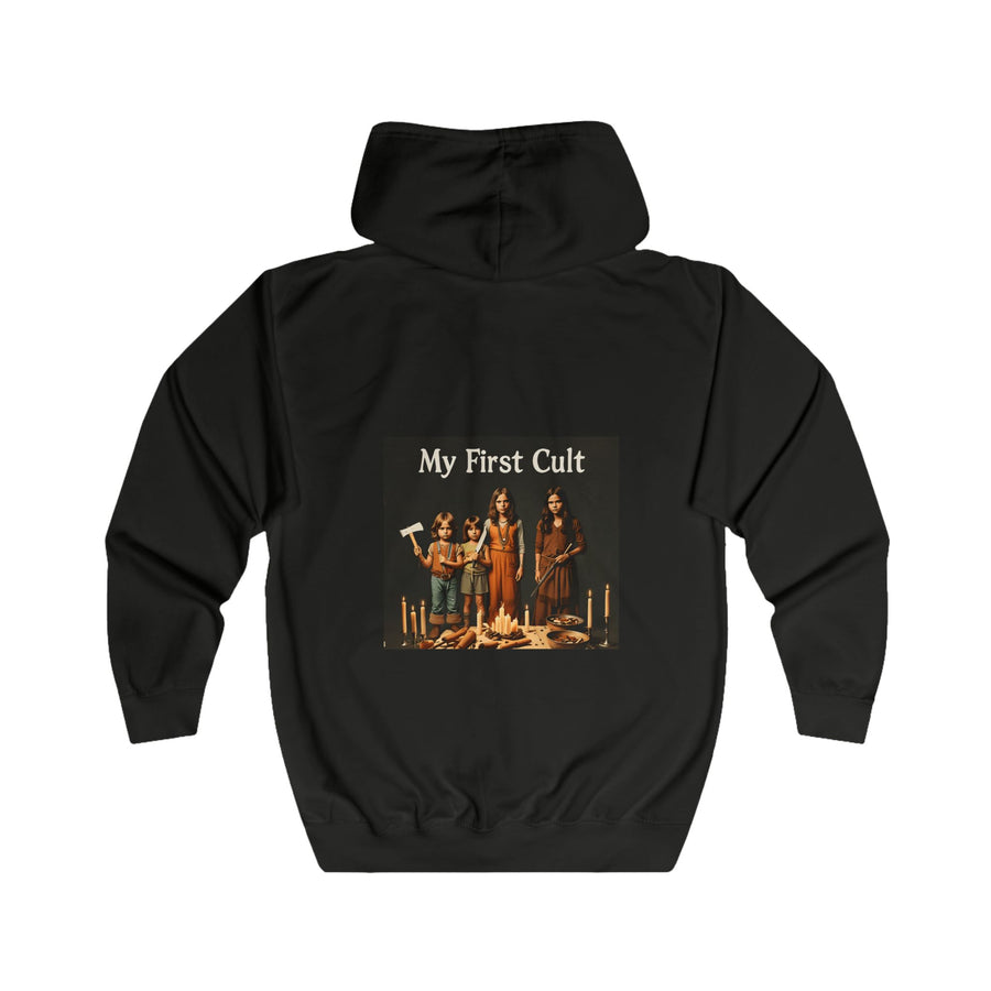 My First Cult Zip-Hoodie – Schräges Retro-Foto-Motiv mit schwarzem Humor