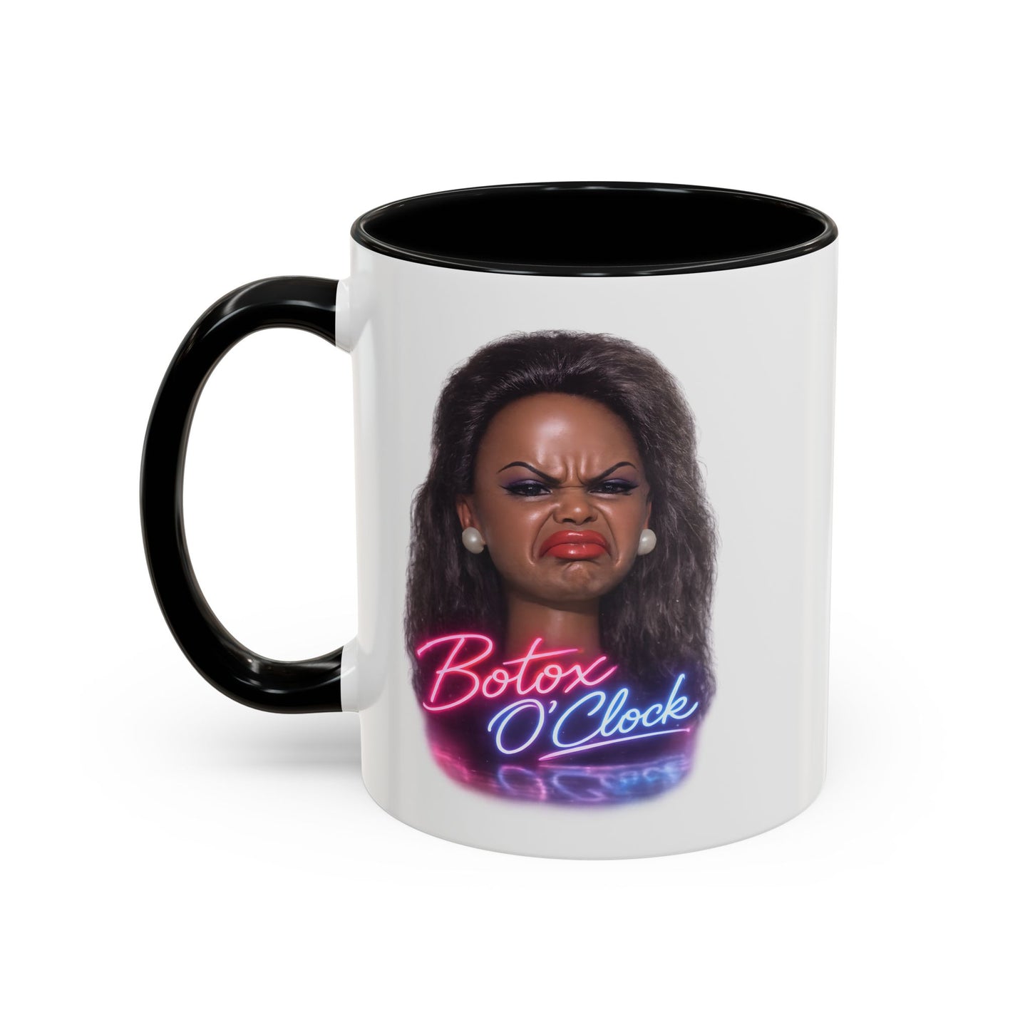 Botox O'Clock Tasse - Lustige Neon Kaffeetasse mit witzigem Grimasse-Motiv, Geschenk für Beauty-Fans & Humor-Liebhaber