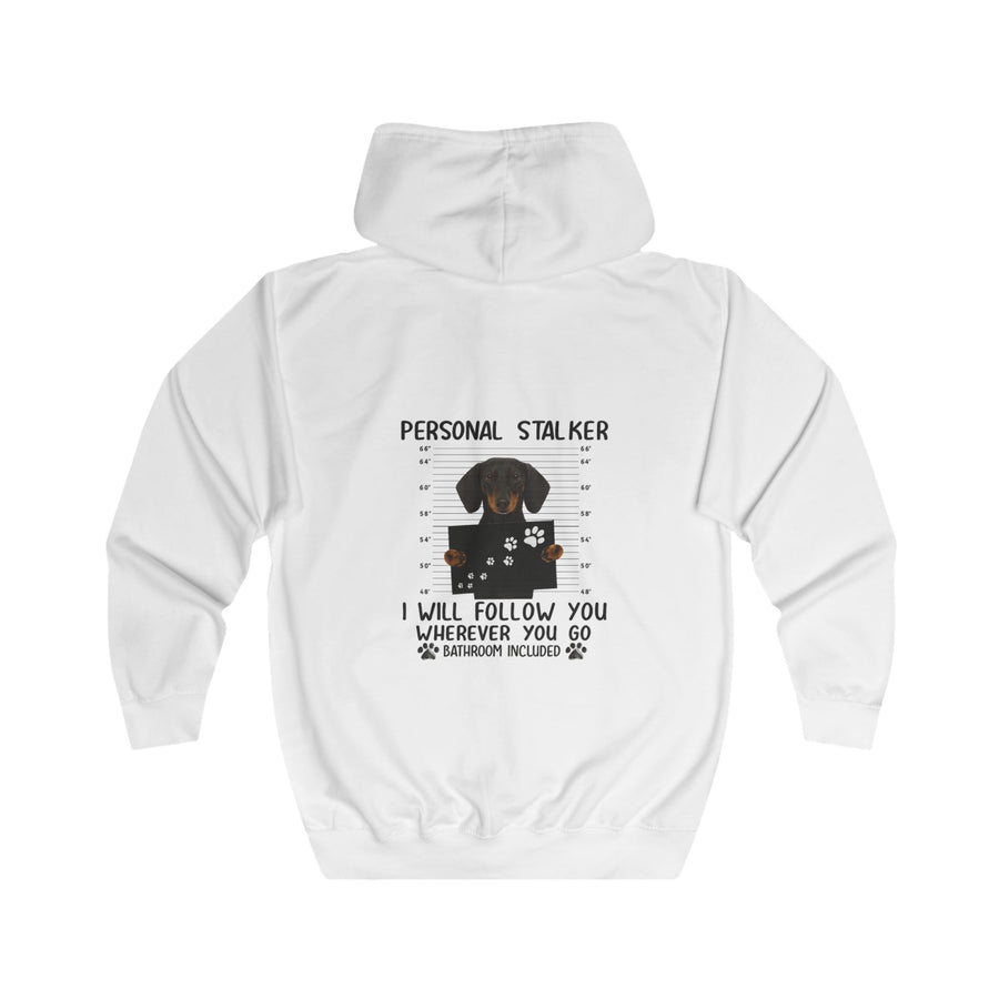 True Insights Dackel Personal Stalker Zip-Hoodie – Lustiges Dackel-Motiv – I Will Follow You