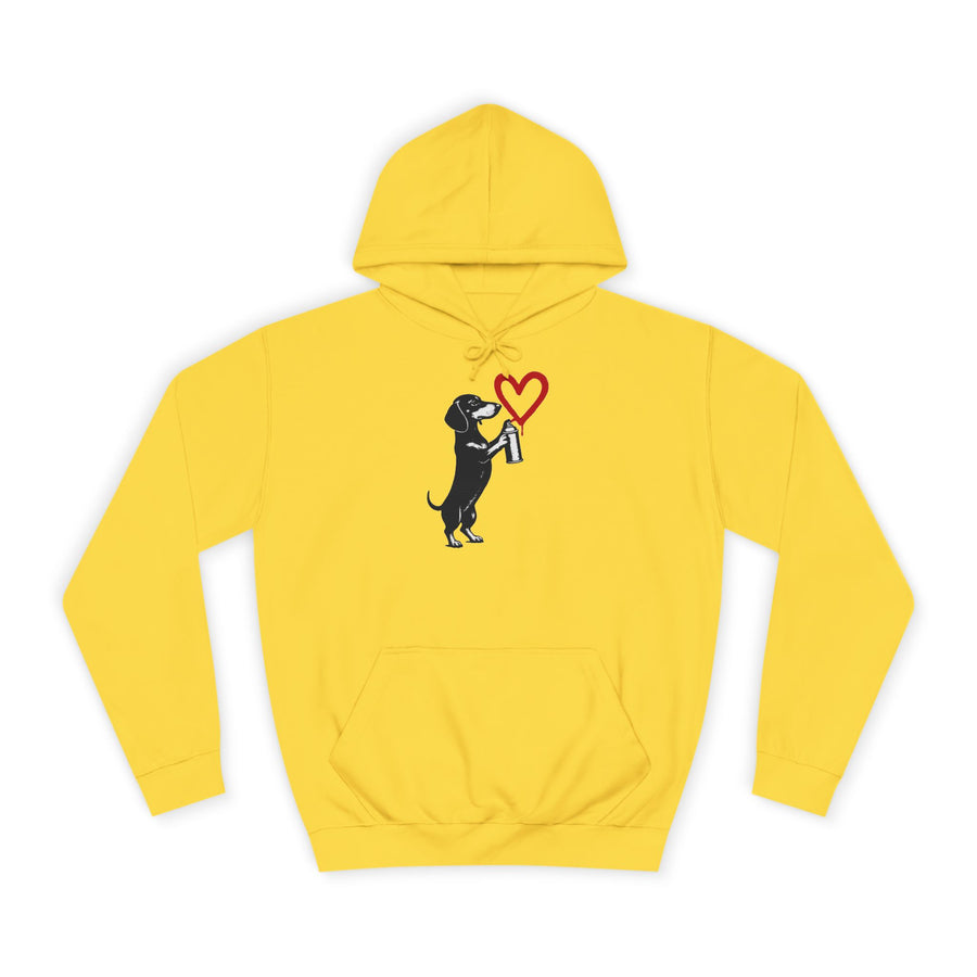 True Insights Dackel mit Sprühdose Hoodie – Street-Art-Graffiti-Motiv mit Herz