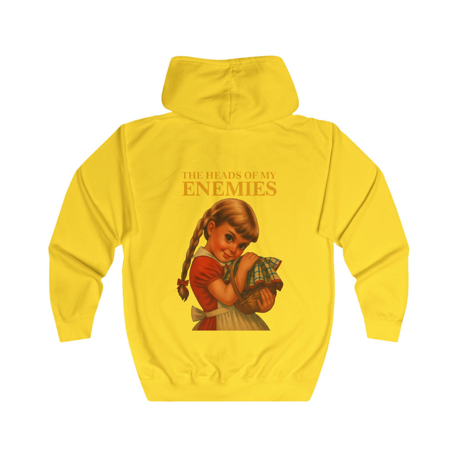 The Heads of My Enemies Zip-Hoodie – Retrosatire in kinderboekstijl