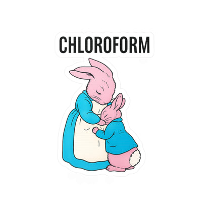 Chloroform Hase Sticker - Lustiger Bunny Anti-Meme Aufkleber - Ironischer Dunkler Humor Sticker für Laptop & Flaschen