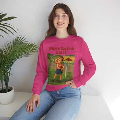Sweatshirt – Where the Hell Am I? – Vintage Sweatshirt mit nostalgischem Lost-Boy-Motiv | True Insights Design mit Humor