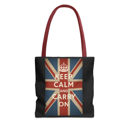 Keep Calm and Carry On Tote Bag – Union Jack Stoffen Tas met Kroon, Brits Kultmotief, Cadeau voor UK-Fans
