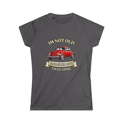 True Insights Damen Shirt Baujahr 1976 Im Not Old Im Classic in Charcoal, Vintage Käfer Geburtstagsgeschenk