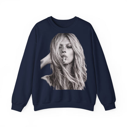 Kate Moss Sweatshirt – Schwarz-Weiß Portrait Kult-Pullover für Fashion & Vintage Fans, ikonisches Model Motiv