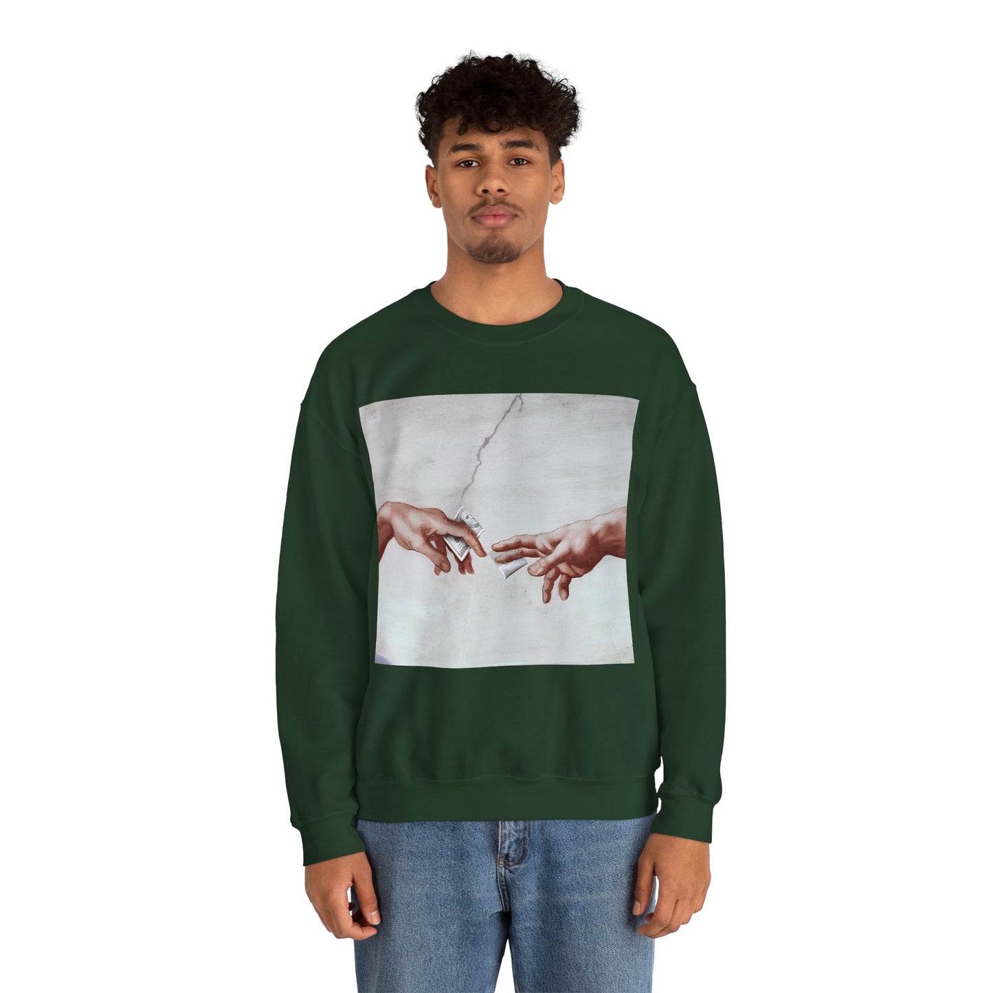 Sweatshirt – The Deal Sweatshirt – Satirische Kunst trifft Streetwear | Michelangelo Meme Design | True Insights Design mit Humor