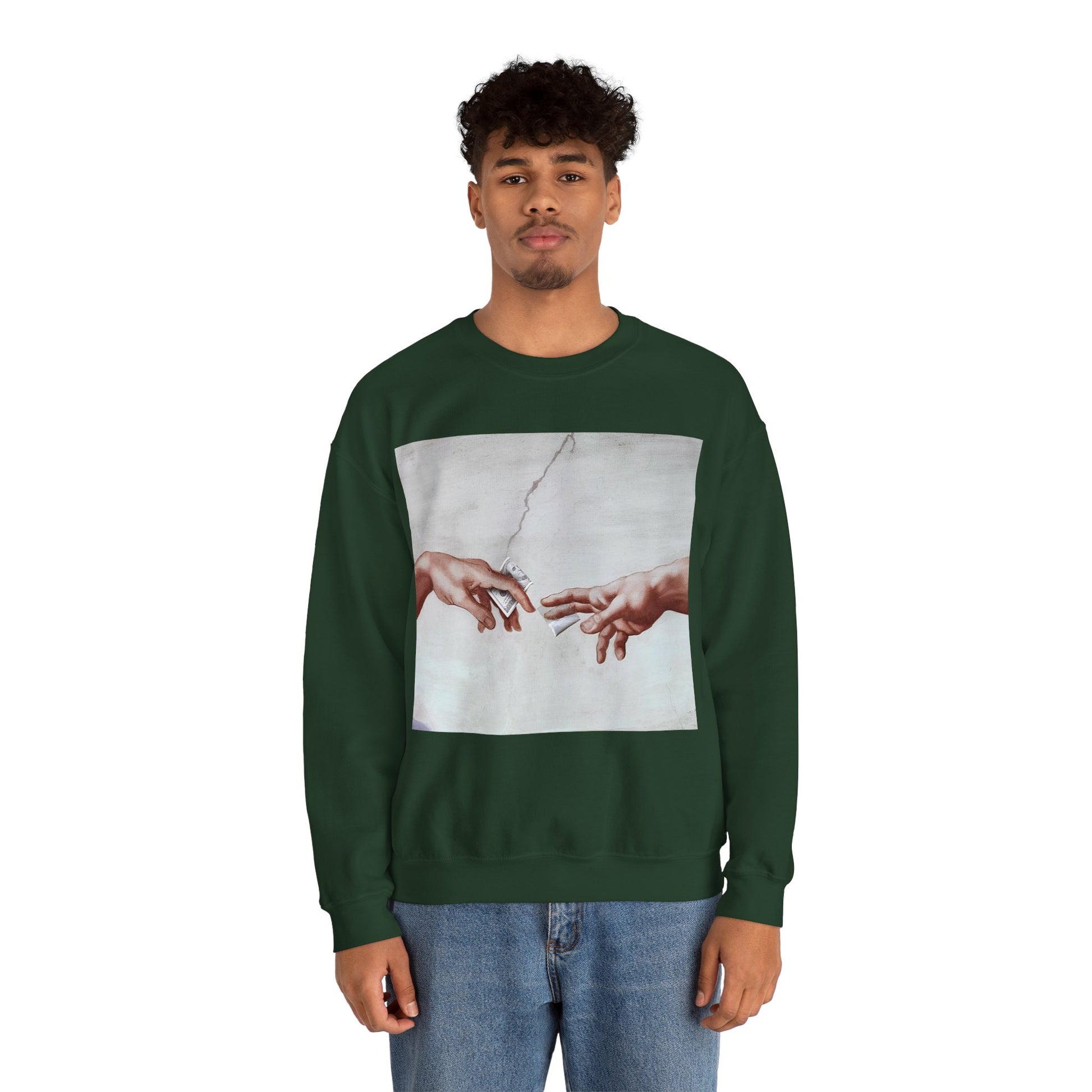 Sweatshirt – The Deal Sweatshirt – Satirische Kunst trifft Streetwear | Michelangelo Meme Design | True Insights Design mit Humor
