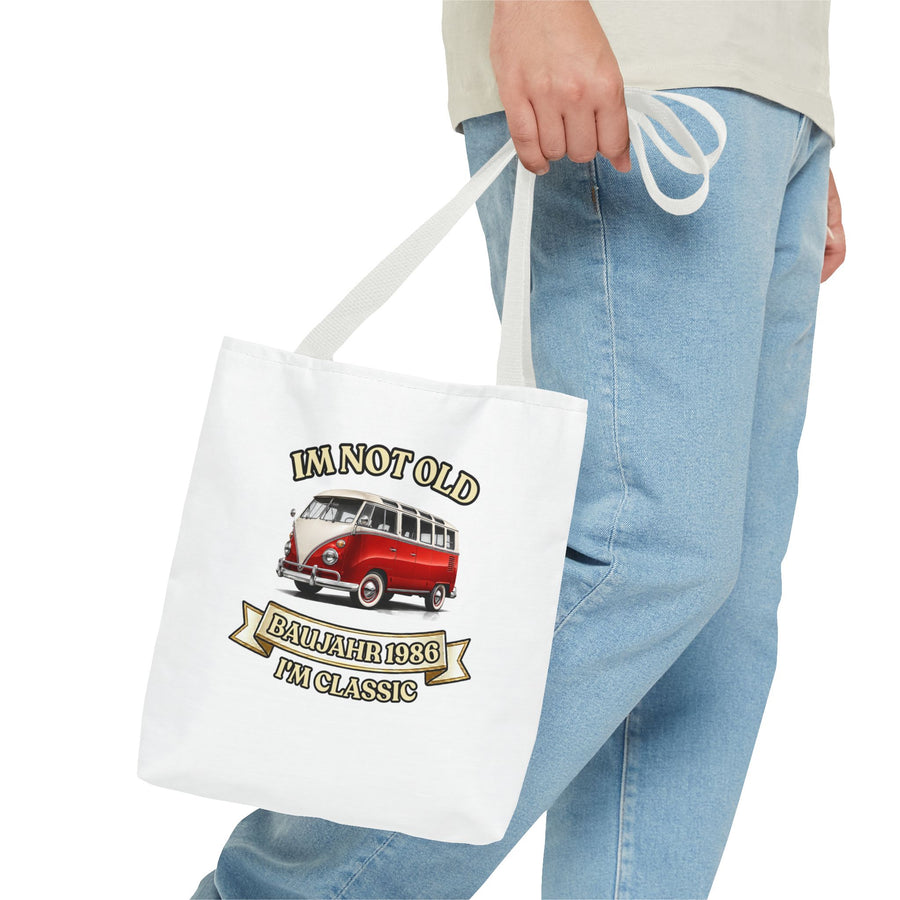 Tote Bag Année 1986 - I'm Not Old I'm Classic - Motif Bus Vintage pour les 40 ans