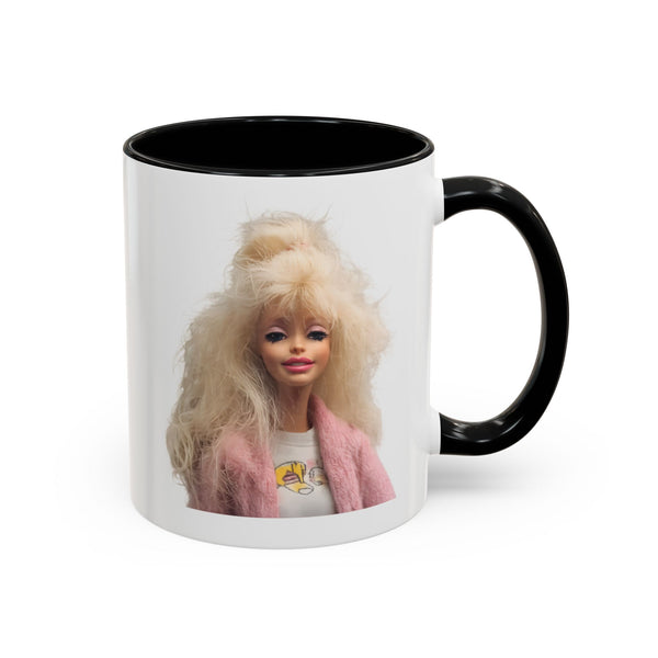Mug Poupée Rétro Années 80 | Blonde Culte Brushing & Veste Rose | Tasse Café Cadeau Fans Nostalgie & Barbie