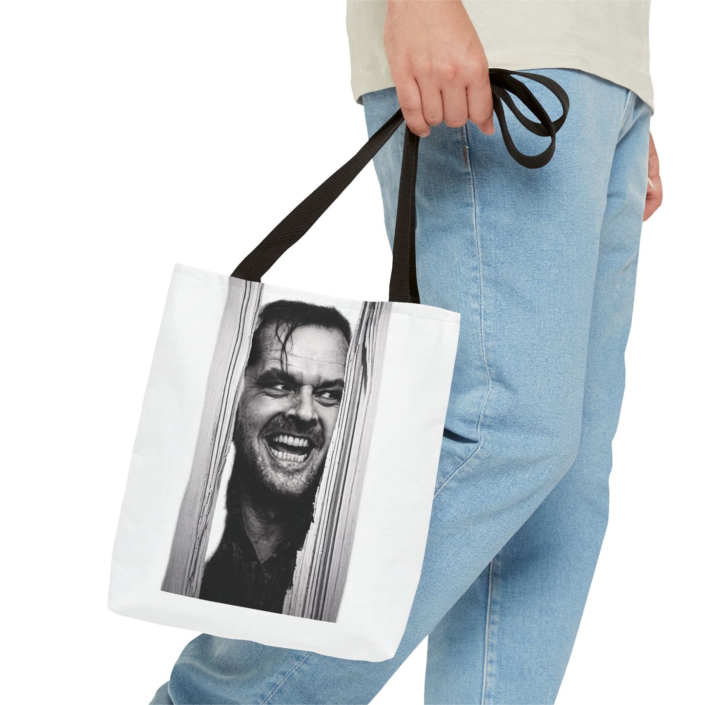 The Shining Tote Bag – Jack Torrance Jack Nicholson Kult-Horror Motiv – Schwarz-Weiß Stofftasche für Filmfans & Horror-Liebhaber