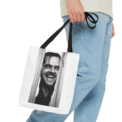 The Shining Tote Bag – Jack Torrance Jack Nicholson Kult-Horror Motiv – Schwarz-Weiß Stofftasche für Filmfans & Horror-Liebhaber