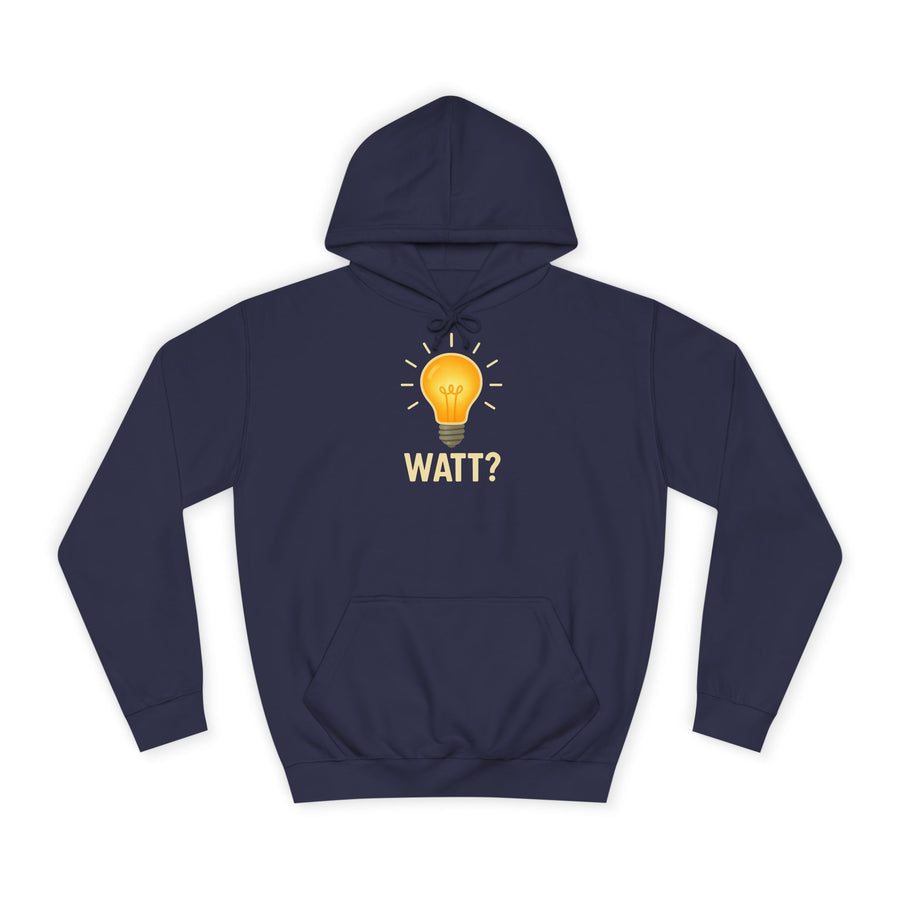 True Insights Watt? Glühbirne Hoodie – Witziges Wortspiel-Motiv in Oxford Navy