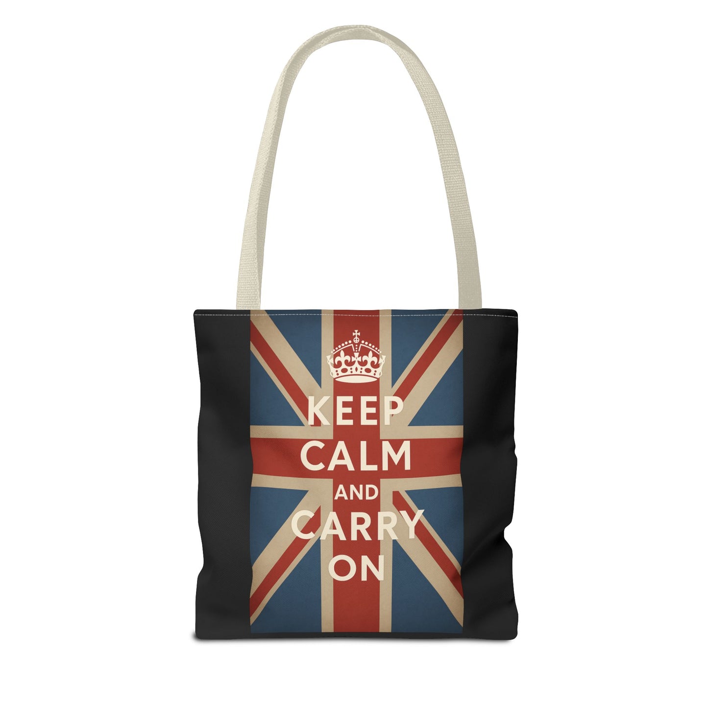 Keep Calm and Carry On Tote Bag – Union Jack Stoffen Tas met Kroon, Brits Kultmotief, Cadeau voor UK-Fans