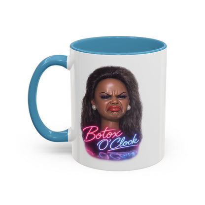 Botox O'Clock Tasse - Lustige Neon Kaffeetasse mit witzigem Grimasse-Motiv, Geschenk für Beauty-Fans & Humor-Liebhaber